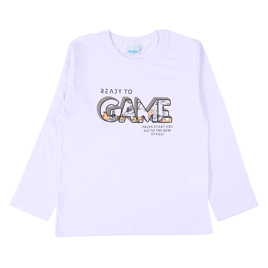 Camiseta Manga Longa Infantil Gijo Meia Malha Estampada