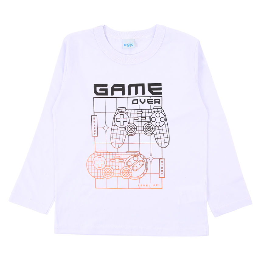 Camiseta Manga Longa Infantil Gijo Meia Malha Estampada