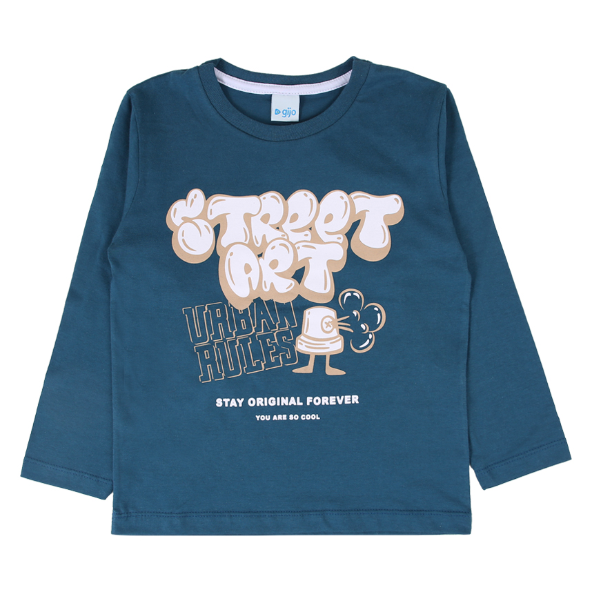 Camiseta Manga Longa Infantil Gijo Meia Malha Estampada