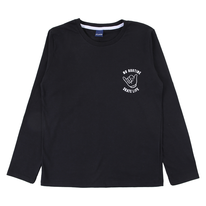 Camiseta Manga Longa Juvenil Okyside Meia Malha Estampada