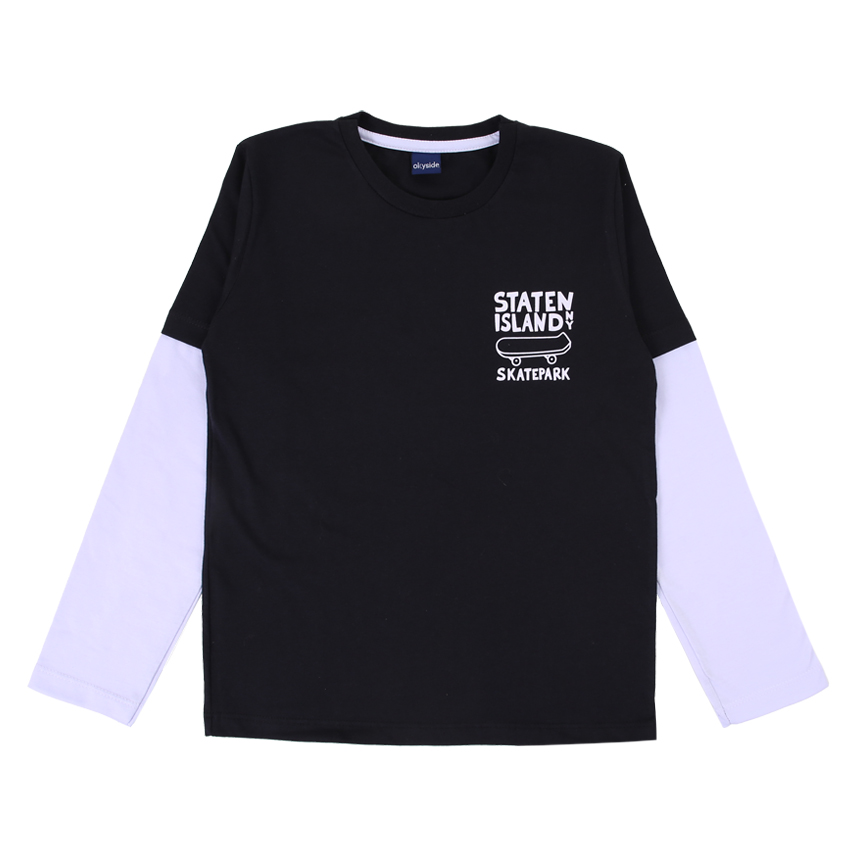 Camiseta Manga Longa Juvenil Okyside Detalhe Manga Curta