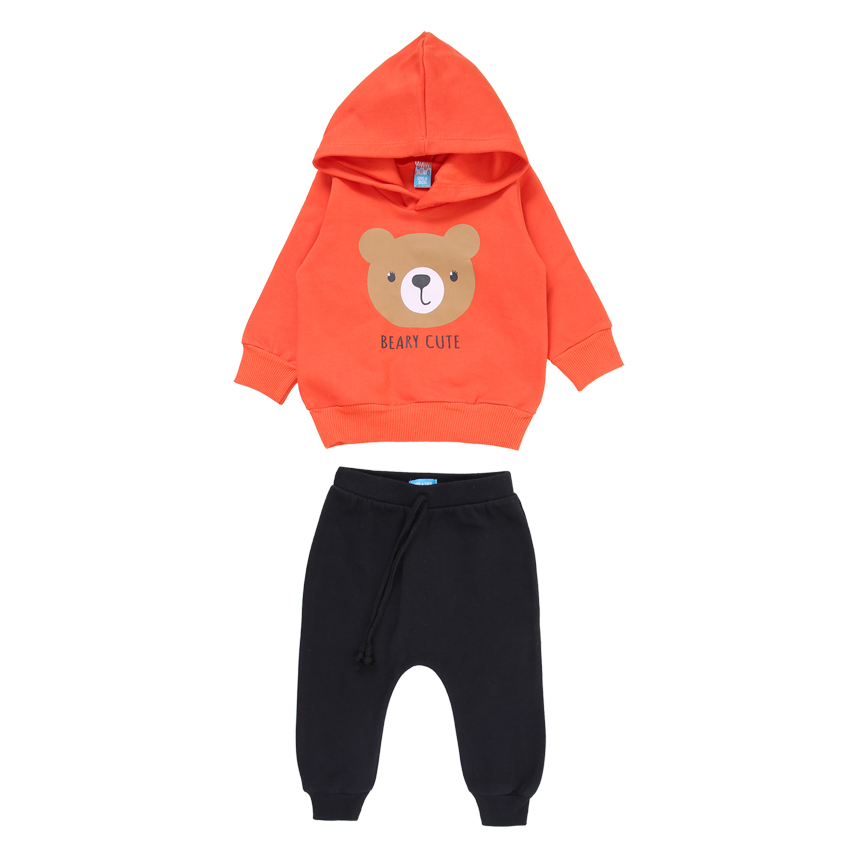 Conjunto Bebê Din Don Blusão Urso Capuz E Calça Em Moletom