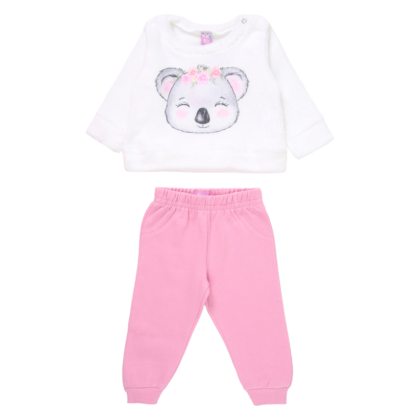 Conjunto Bebê Din Don Blusão Pelo Coala E Calça Moletom