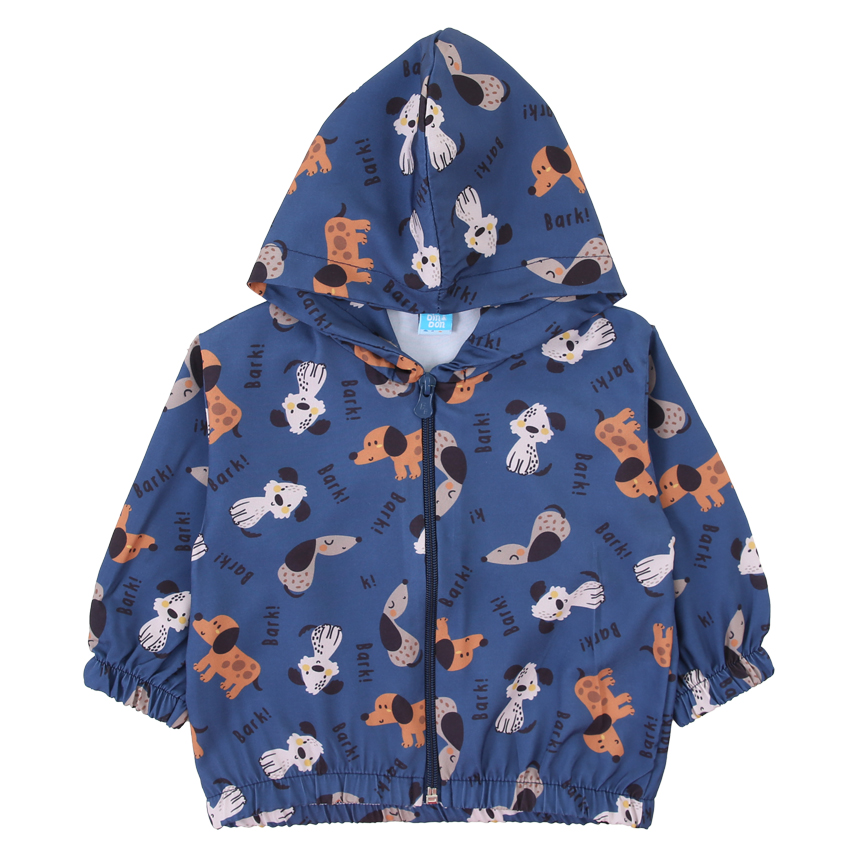 Jaqueta Bebê Din Don Corta Vento Sublimada Com Capuz Dog