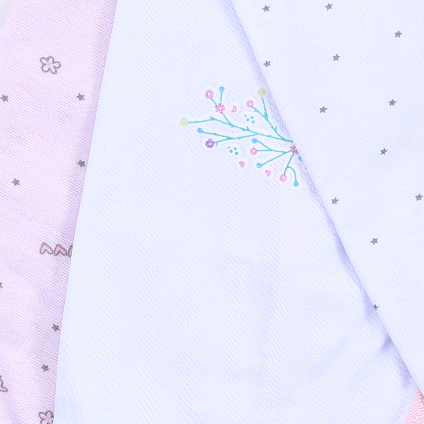 Kit Pano De Boca Bublim Malha E Puff Estampa Florzinha