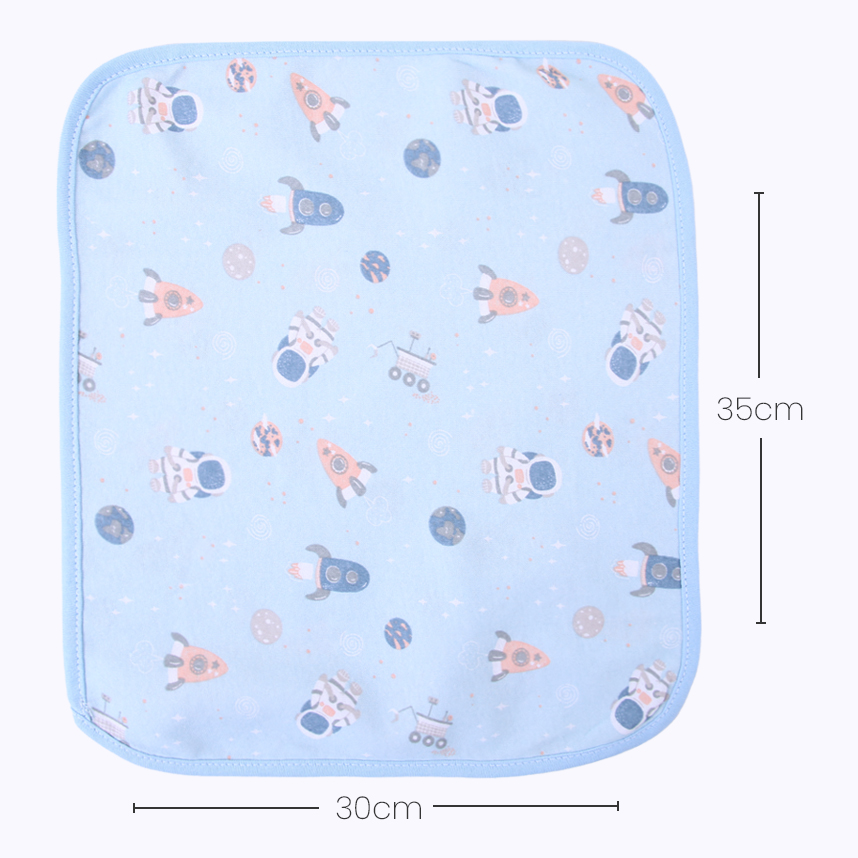 Kit Pano De Boca Bublim Malha E Puff Estampa Foguete Astronauta