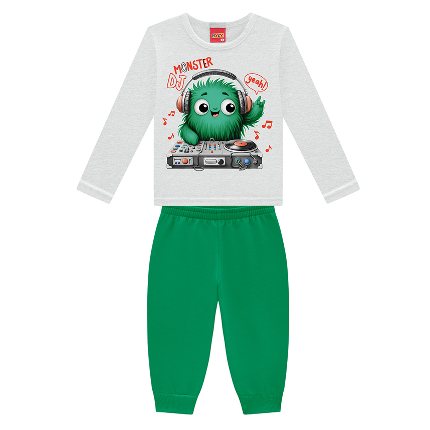 Conjunto Bebê Kyly Blusão Estampado + Calça Moletom