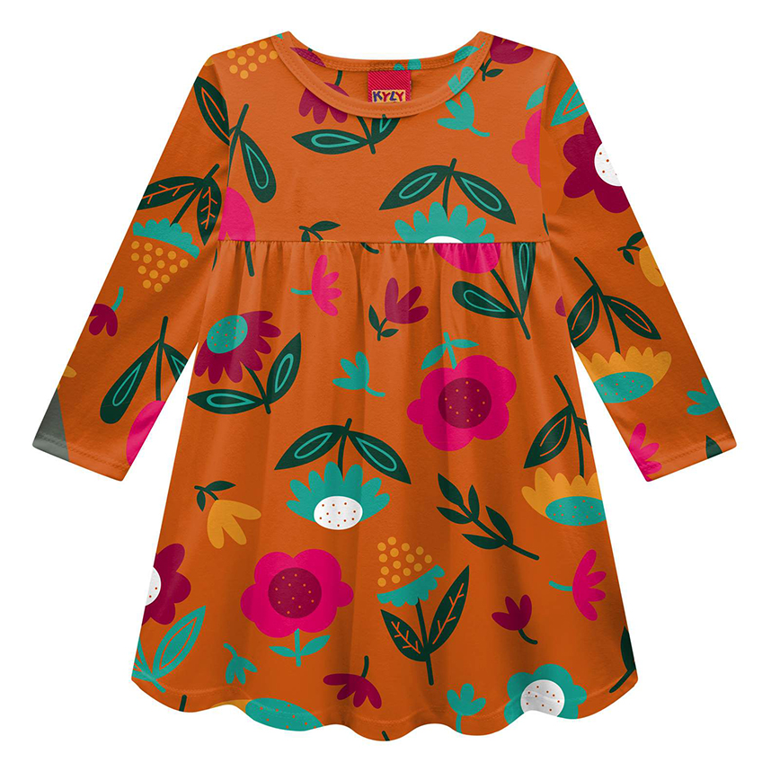 Vestido Kyly Manga Longa com Estampa Floral