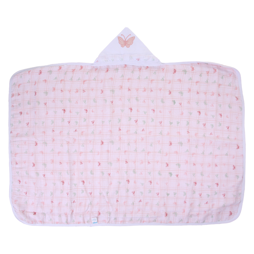 Toalha De Banho Bebê Papi Felpa Com Capuz Bordado Borboleta