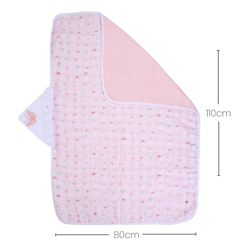 Toalha De Banho Bebê Papi Felpa Com Capuz Bordado Borboleta Toalha De Banho Bebê Papi Felpa Com Capuz Bordado Borboleta