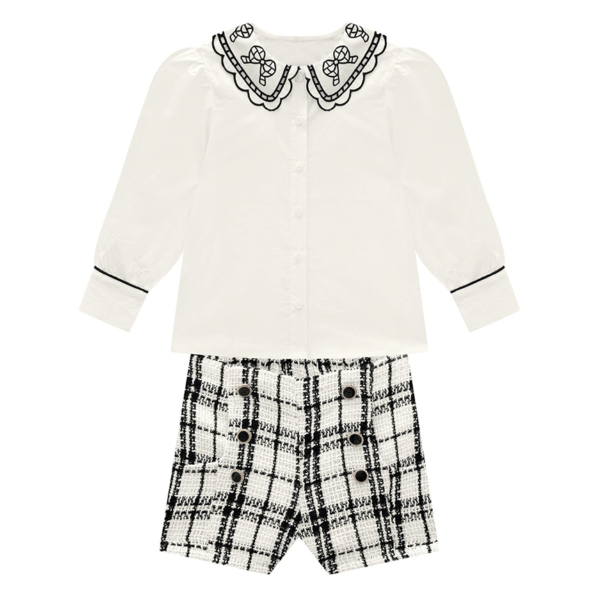 Conjunto Milon Blusa em Tricoline e Short em Tweed