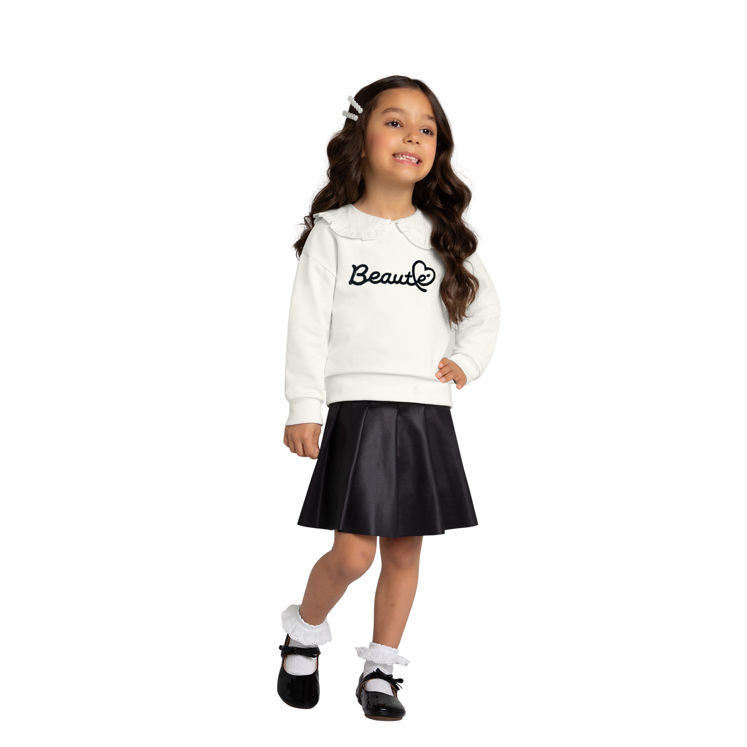 Conjunto Infantil Milon Blusa Moletom Peluciado E Saia Cirrê