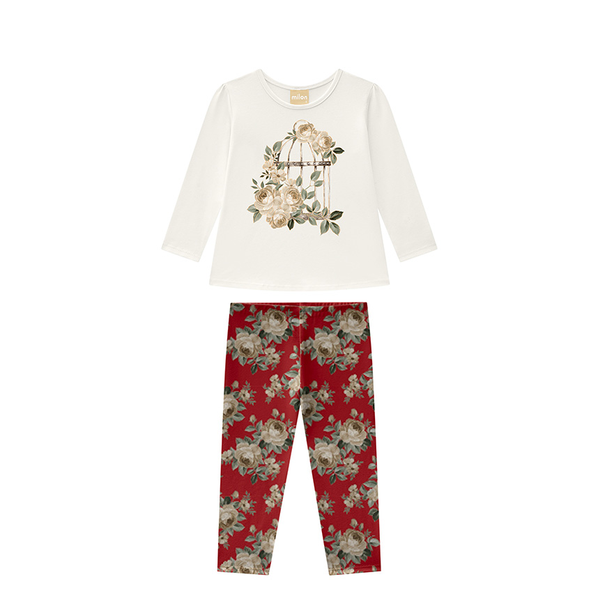 Conjunto Milon Blusa e Legging em Cotton com Estampa Floral