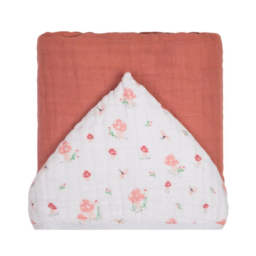 Toalha De Banho Bebê Papi Soft Com Capuz Estampa Cogumelo