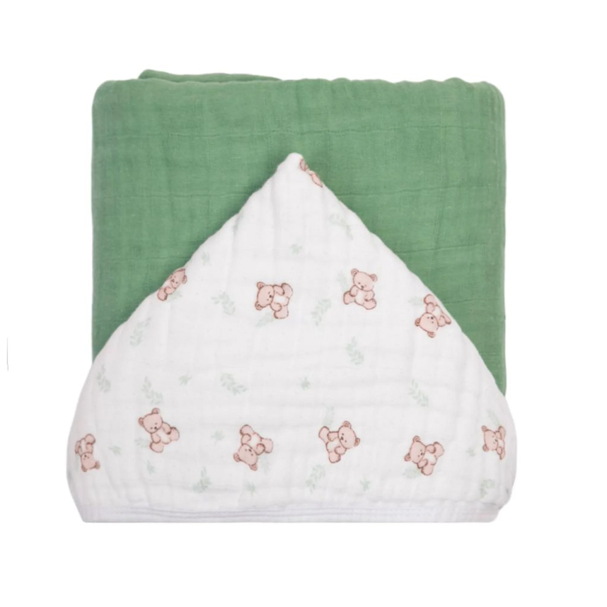 Toalha De Banho Bebê Papi Soft Com Capuz Estampa Urso