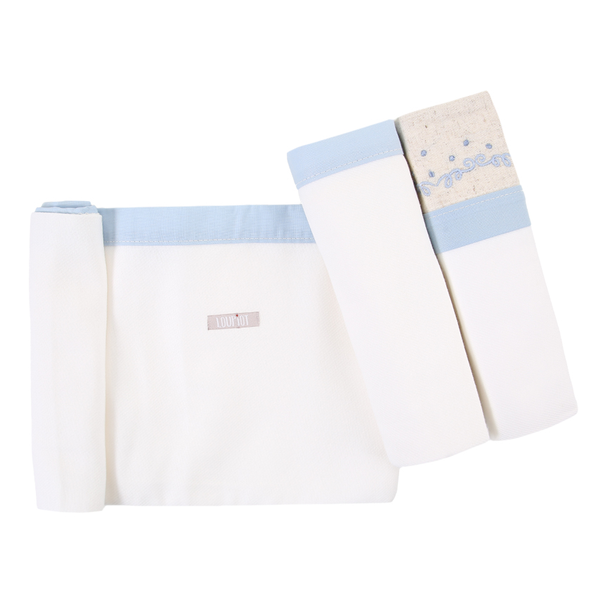 Kit Cueiro Loupiot Nature Bordado Ramos Poá - 3 Peças