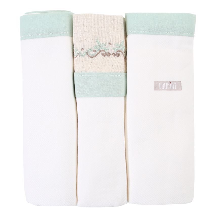 Kit Cueiro Loupiot Nature Bordado Ramos - 3 Peças