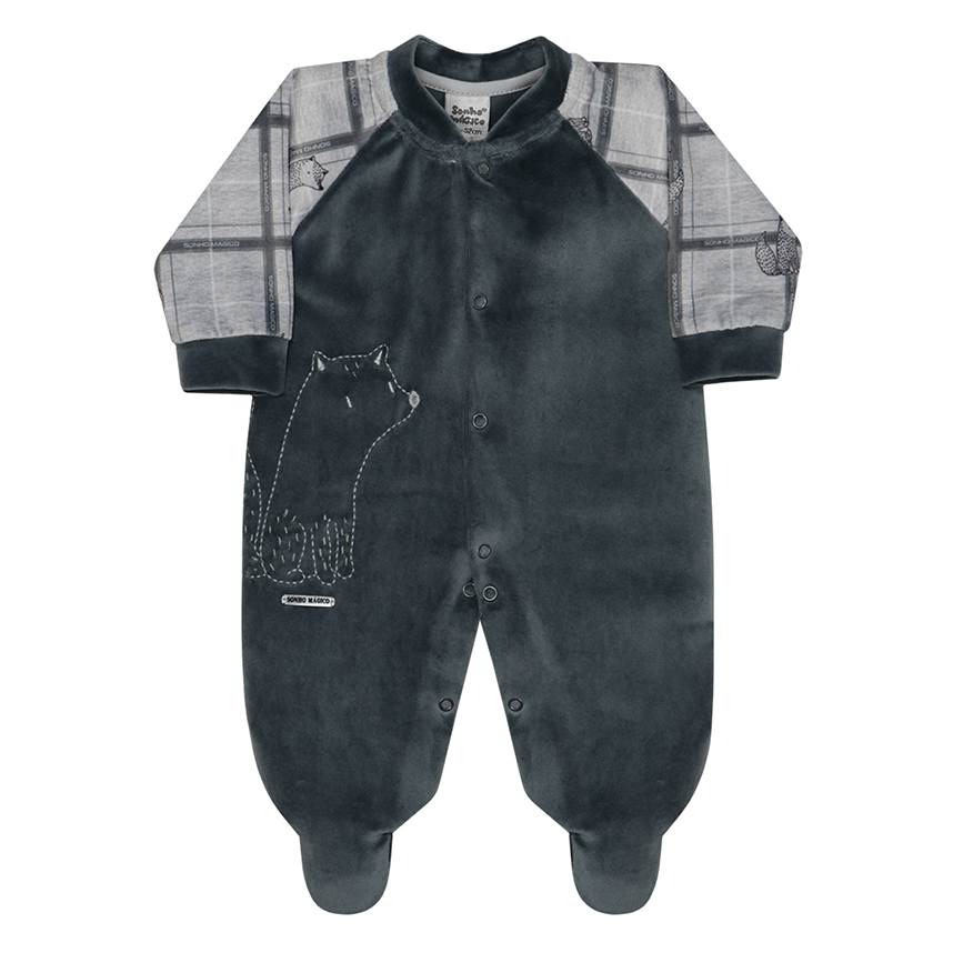 Macacão Longo Bebê Sonho Mágico Bordado Raposa