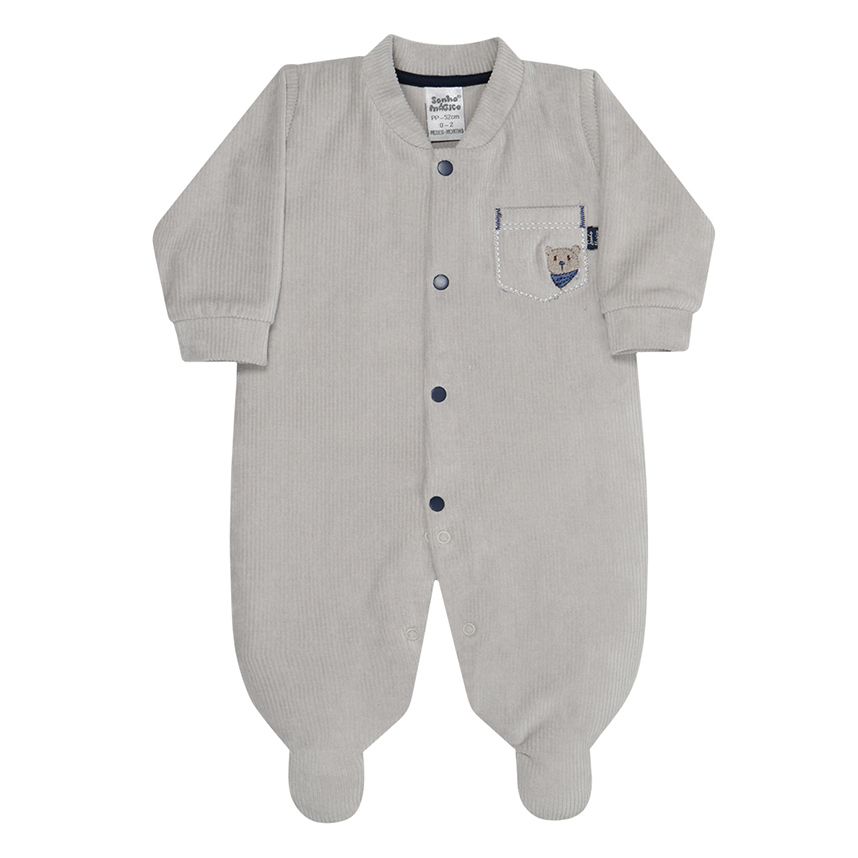 Macacão Longo Bebê Sonho Mágico Detalhe Pé Coelho