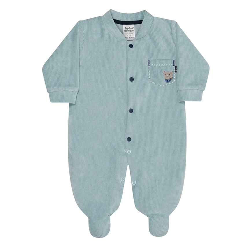 Macacão Longo Bebê Sonho Mágico Detalhe Pé Coelho