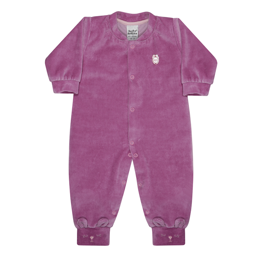 Macacão Longo Bebê Sonho Mágico Detalhe Pé Coelho