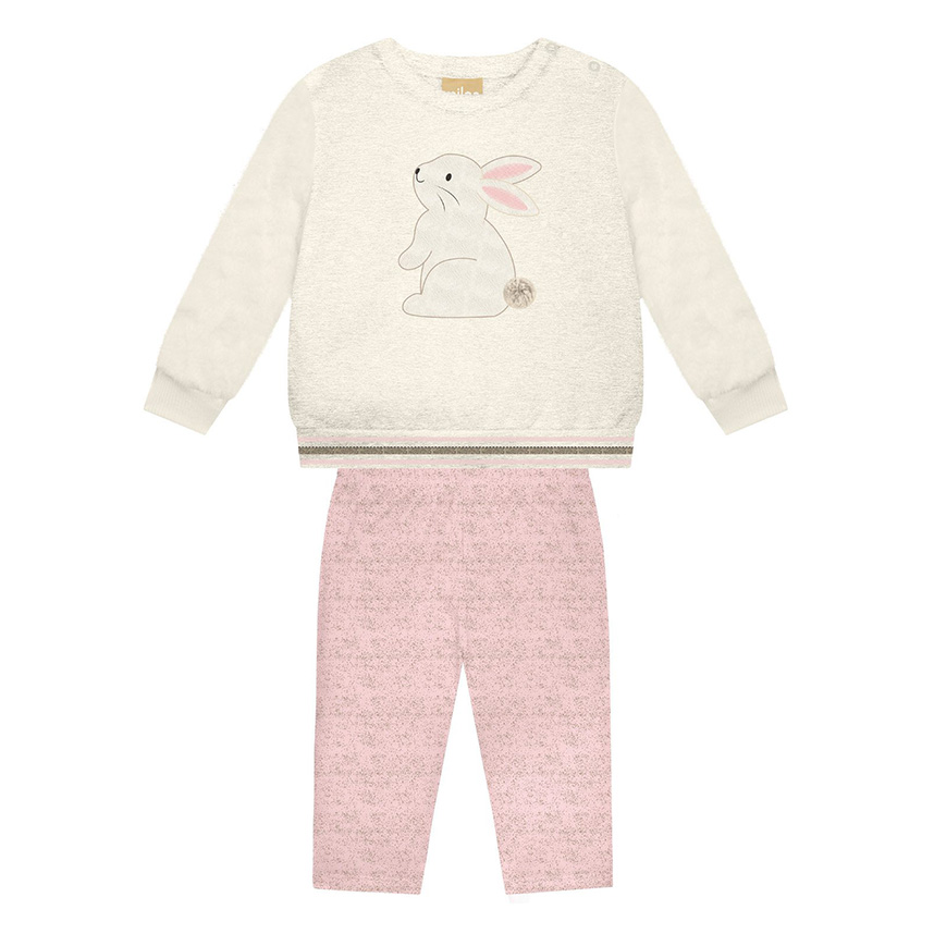 Conjunto Milon em Moletom Calça e Casaco com Mangas em Pelo