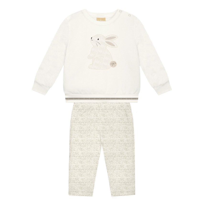 Conjunto Milon em Moletom Calça e Casaco com Mangas em Pelo