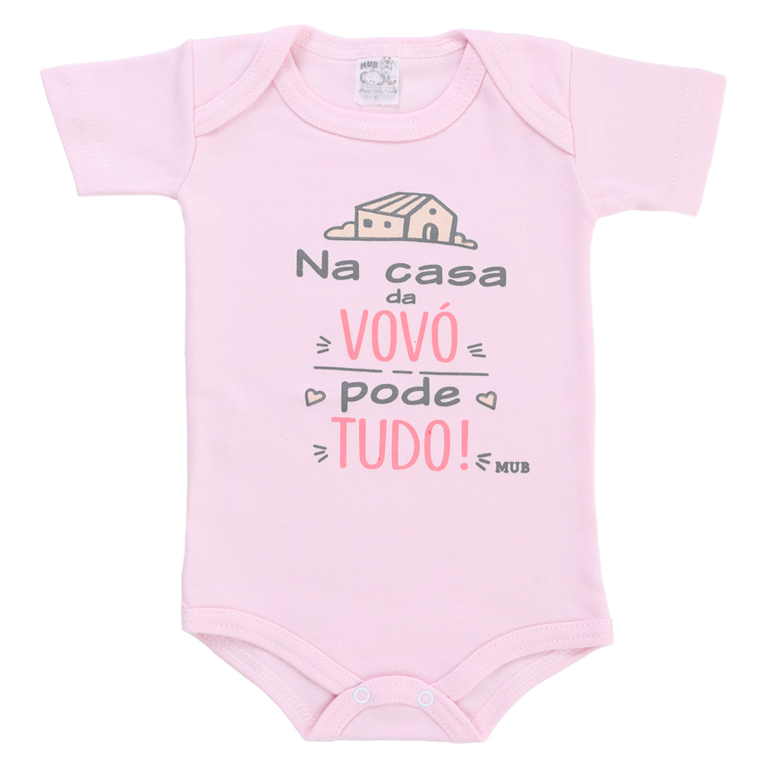 Kit Body Manga Curta Bebê Mub Estampado Frases - 3 Peças