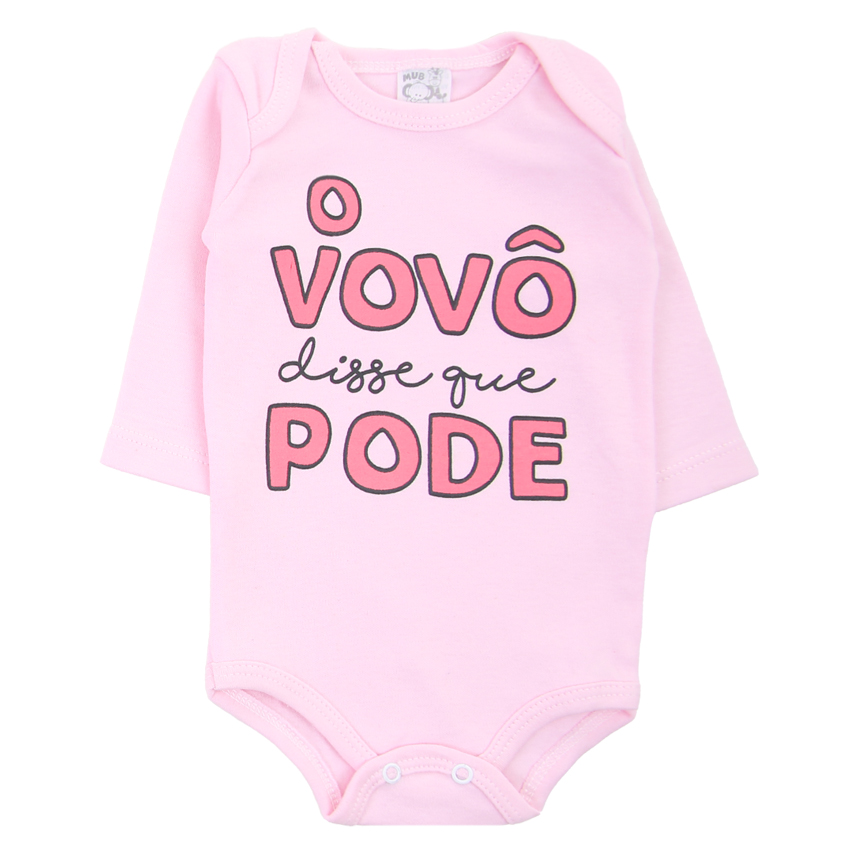 Kit Body Manga Longa Bebê Mub Estampado Frases - 3 Peças