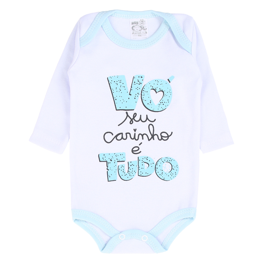 Kit Body Manga Longa Bebê Mub Estampa Frases - 3 Peças
