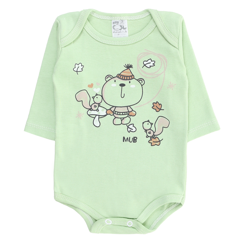 Kit Body Manga Longa Bebê Mub Estampado - 3 Peças