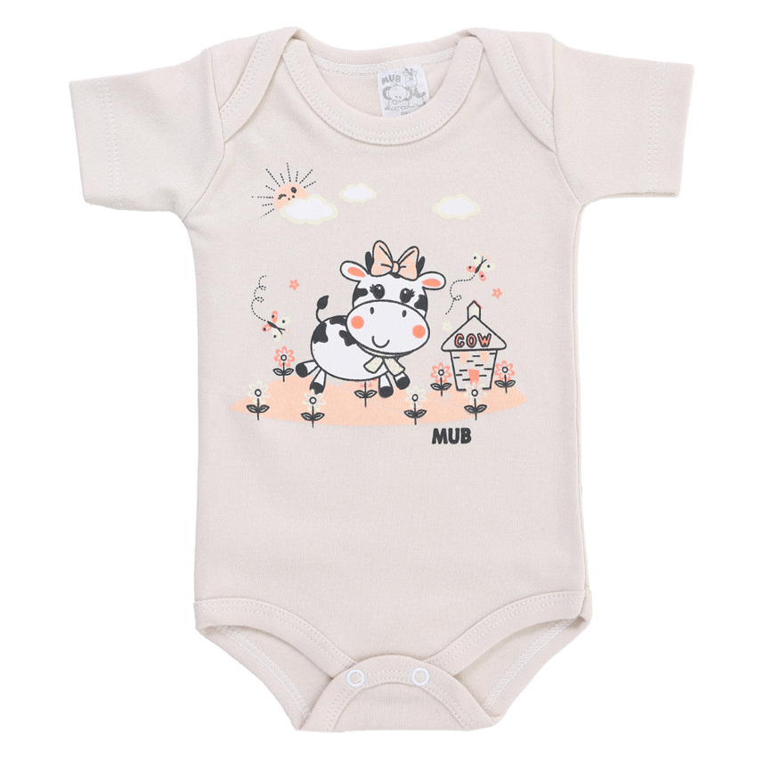 Kit Body Manga Curta Bebê Mub Estampado - 3 Peças