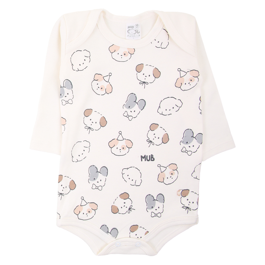 Kit Body Manga Longa Bebê Mub Estampado - 3 Peças Kit Body Manga Longa Bebê Mub Estampado - 3 Peças