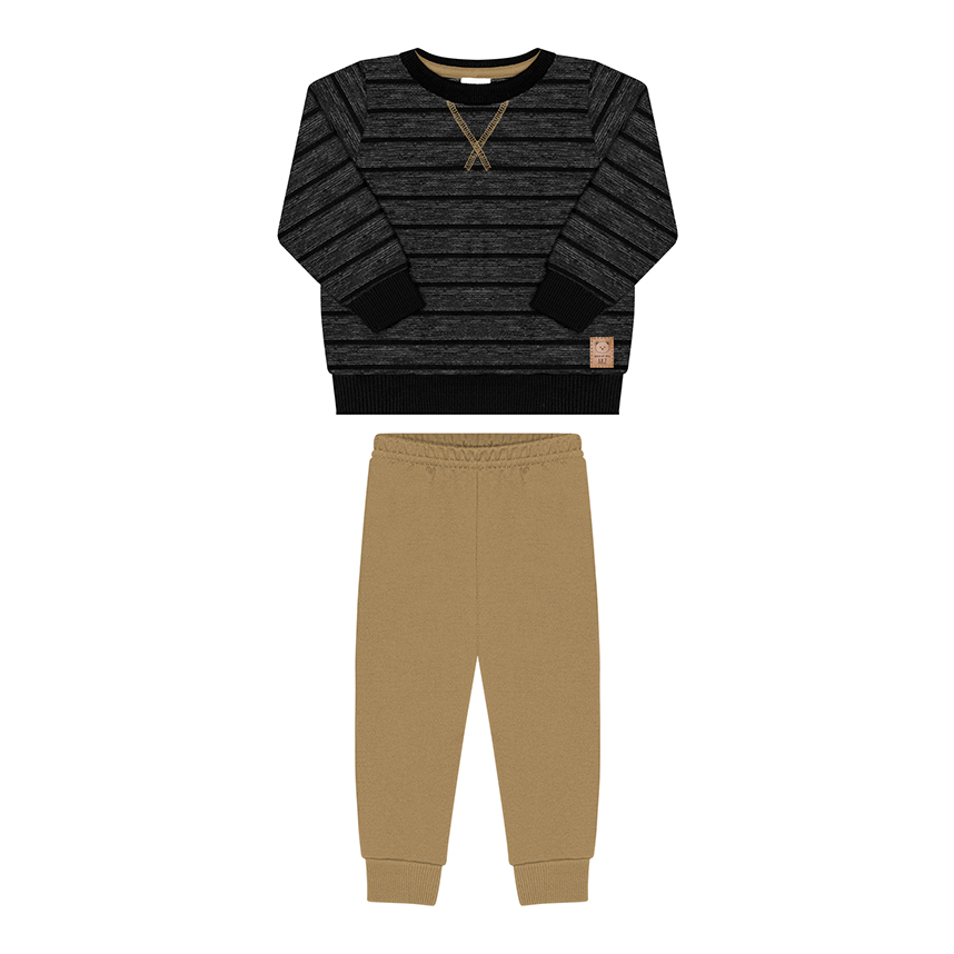 Conjunto Infantil Alakazoo Moletom com Estampa de Listras
