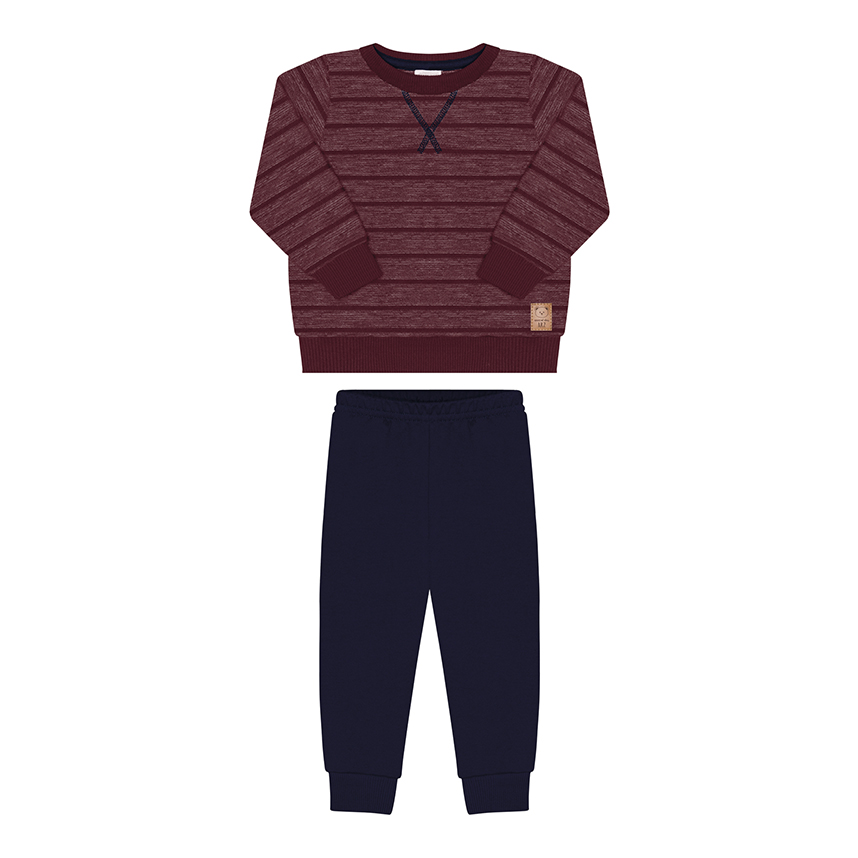 Conjunto Infantil Alakazoo Moletom com Estampa de Listras