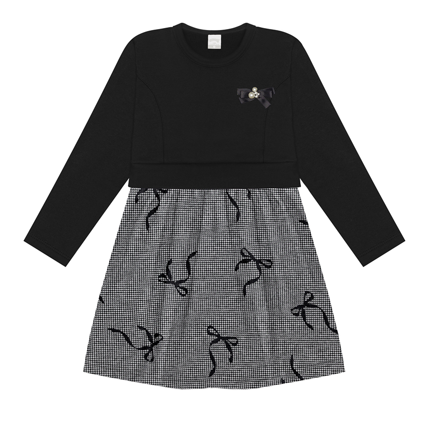 Vestido Infantil Alakazoo Mangas Longas com Laço Vestido Infantil Alakazoo Mangas Longas com Laço