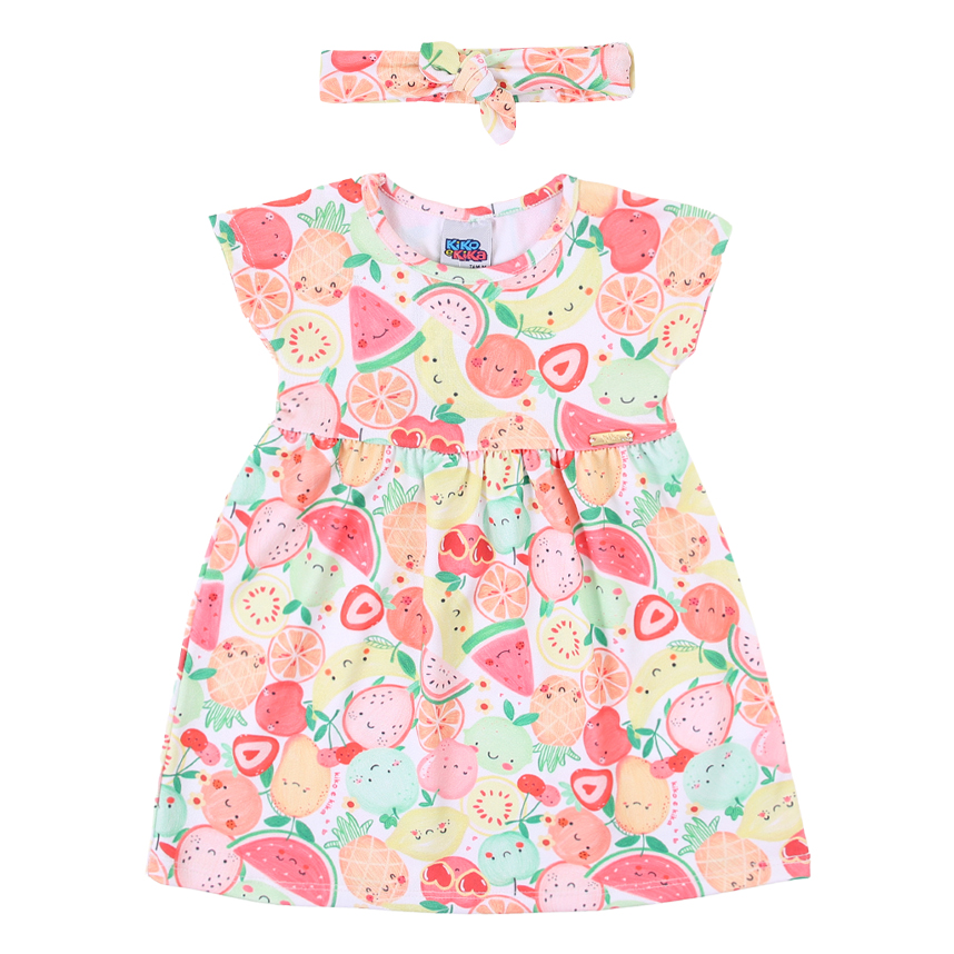 Vestido Bebê Kiko Baby Estampa Sublimada Frutas Vestido Bebê Kiko Baby Estampa Sublimada Frutas