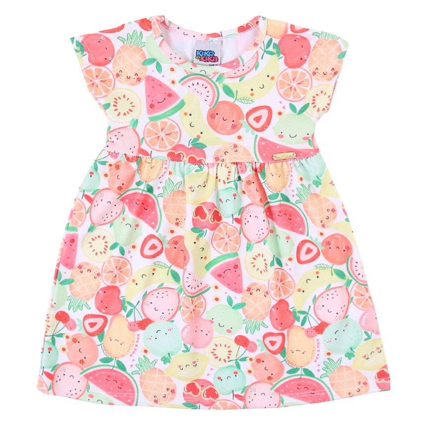 Vestido Bebê Kiko Baby Estampa Sublimada Frutas Vestido Bebê Kiko Baby Estampa Sublimada Frutas