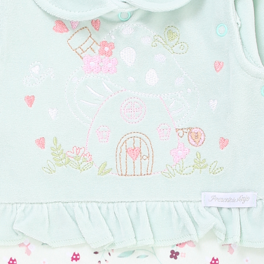 Macacão Longo Bebê Presente de Anjo Plush Bordado Bosque