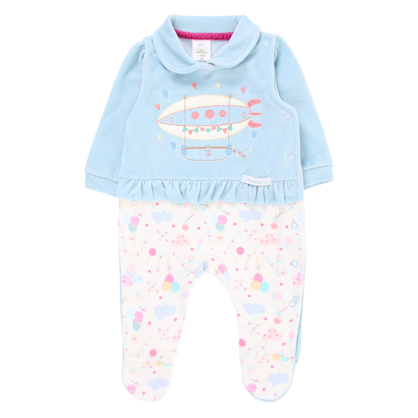 Macacão Longo Bebê Presente de Anjo Plush Bordado Balão