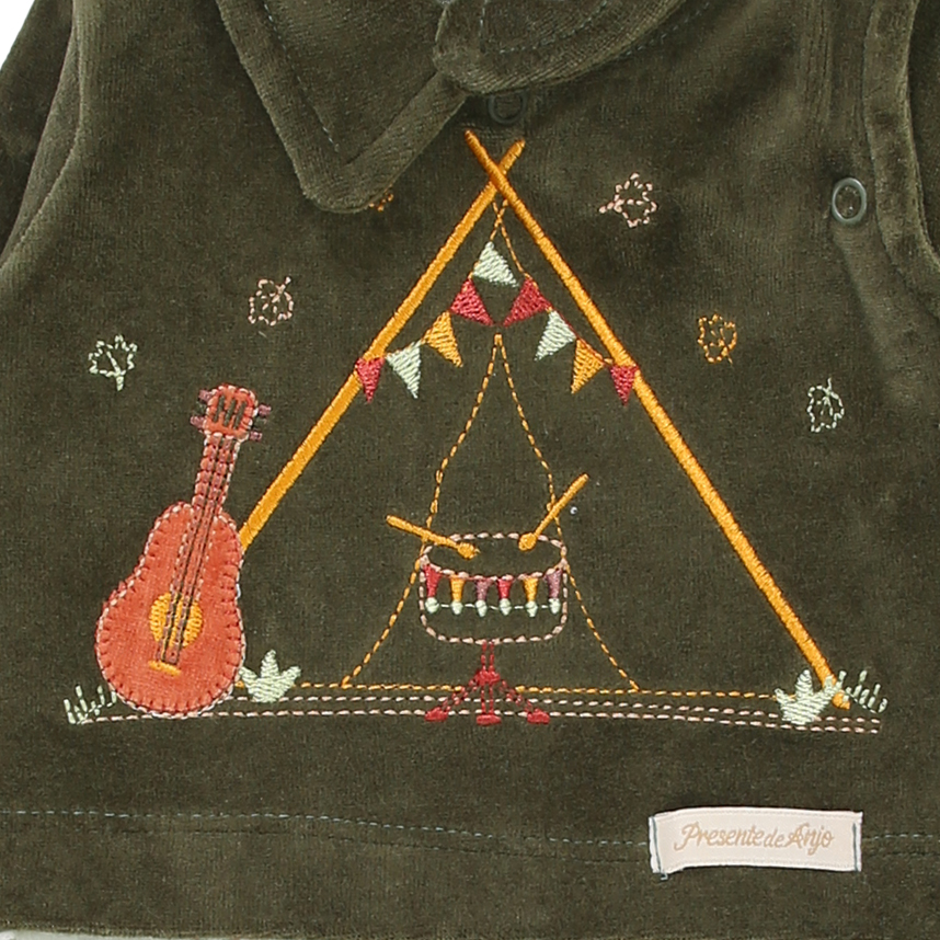 Macacão Longo Bebê Presente de Anjo Plush Bordado Cabana