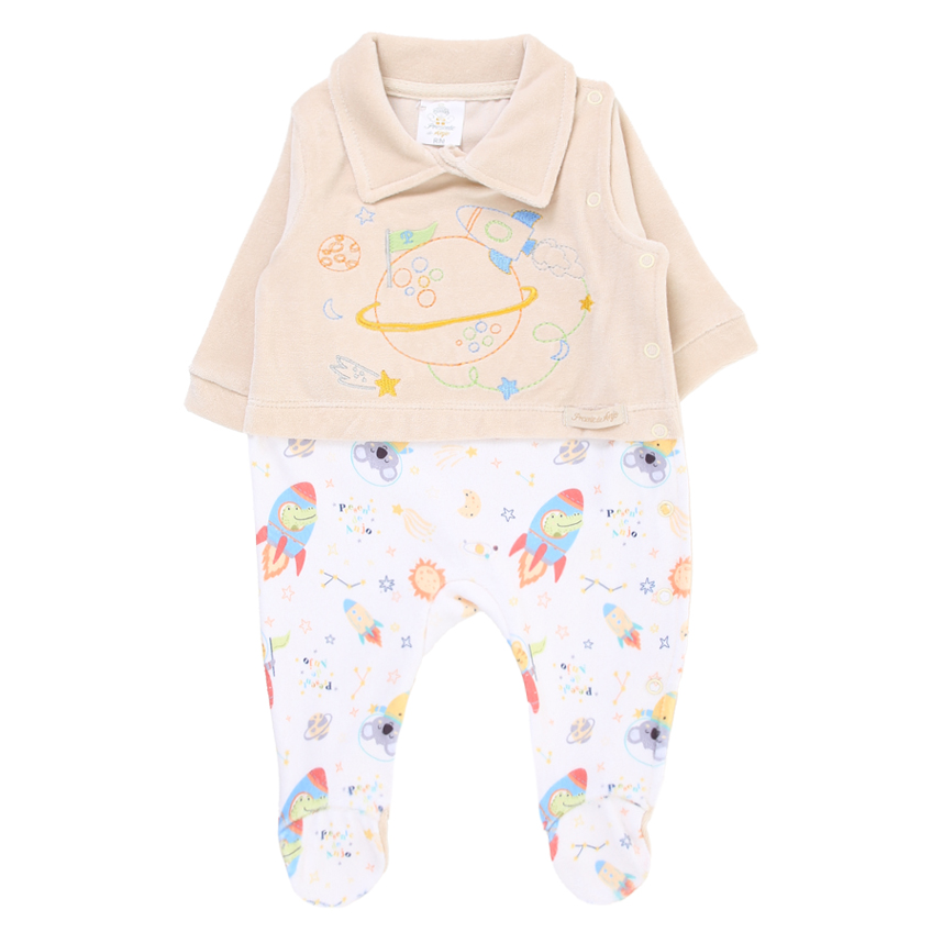 Macacão Longo Bebê Presente de Anjo Plush Bordado Foguete