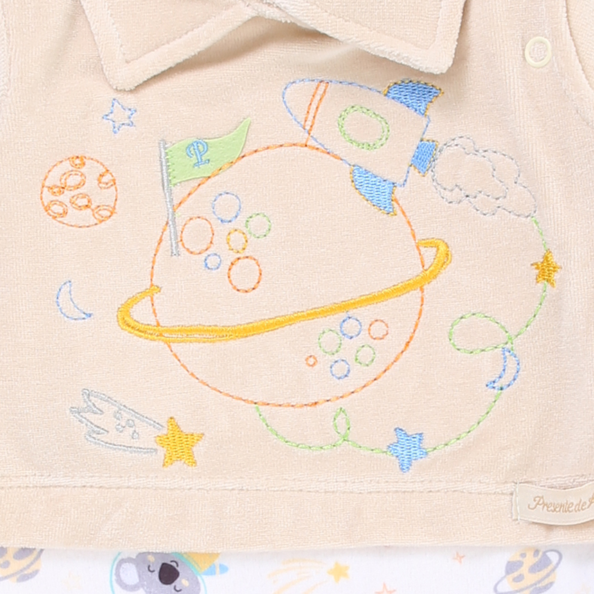 Macacão Longo Bebê Presente de Anjo Plush Bordado Foguete