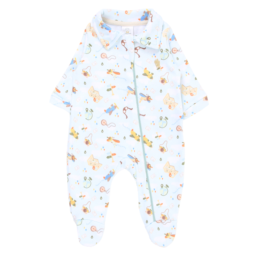 Macacão Longo Bebê Presente de Anjo Soft Estampa Avião