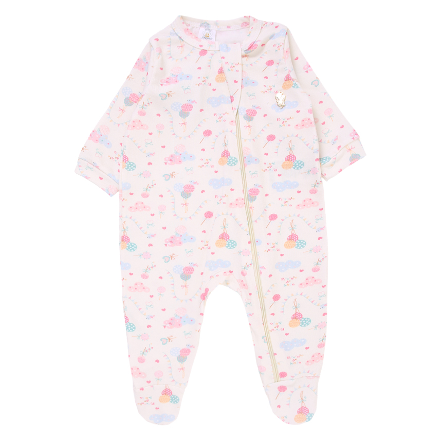 Macacão Longo Bebê Presente de Anjo Em Cotton Estampa Balão