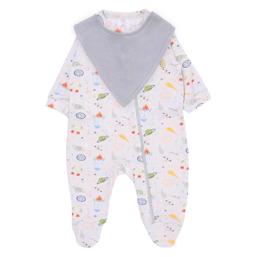 Macacão Longo Bebê Presente de Anjo Em Cotton Estampa Foguete