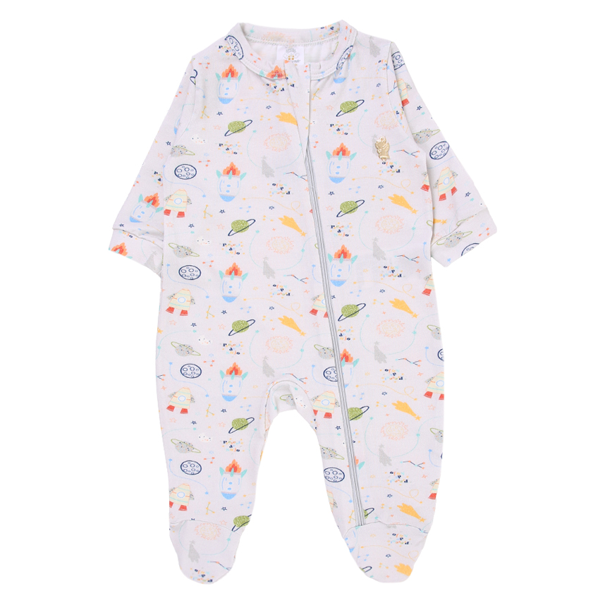 Macacão Longo Bebê Presente de Anjo Em Cotton Estampa Foguete