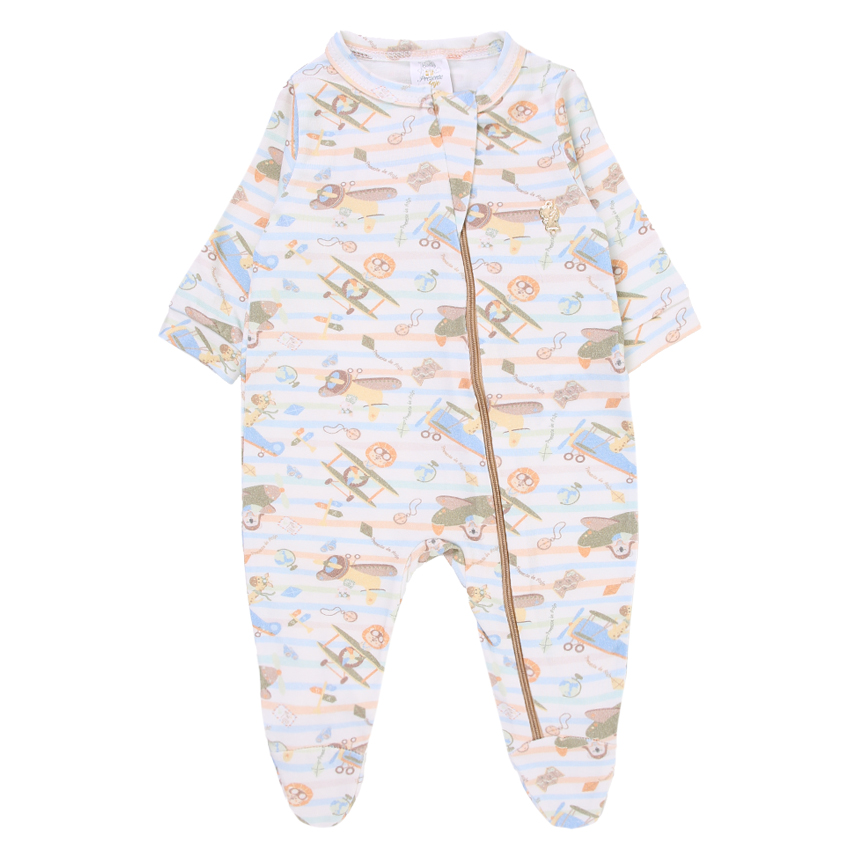 Macacão Longo Bebê Presente de Anjo Em Cotton Estampa Avião