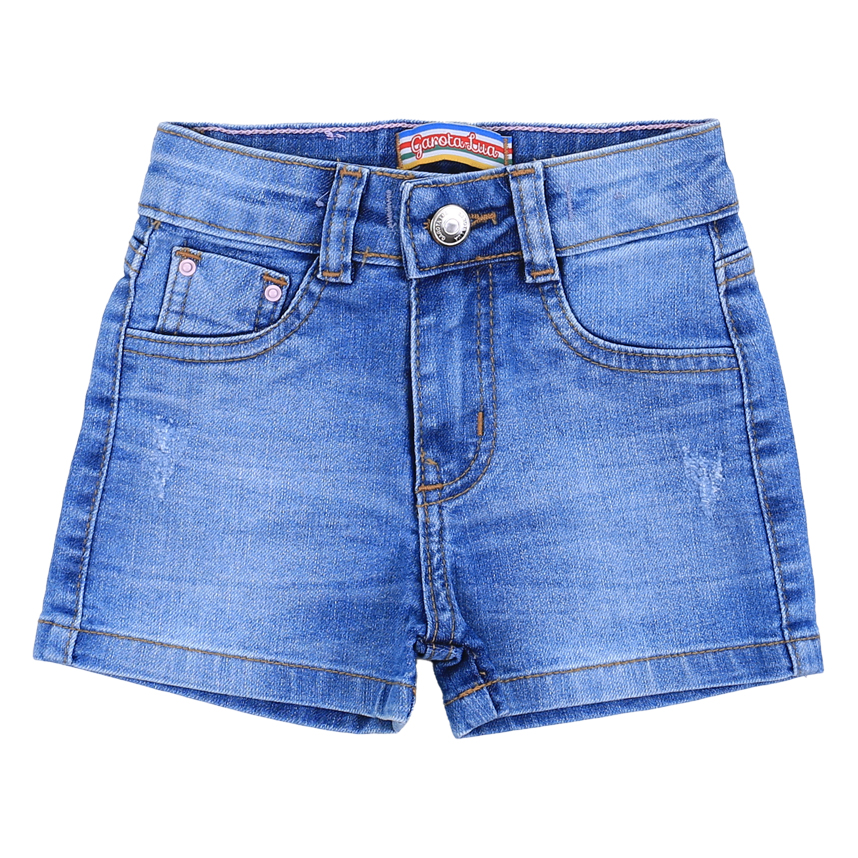 Shorts Jeans Infantil Garota Lua Com Puídos