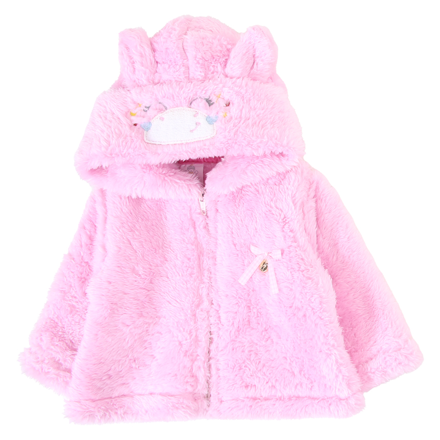 Conjunto Bebê Presente de Anjo Com Casaco de Pelo Estampa Unicórnio